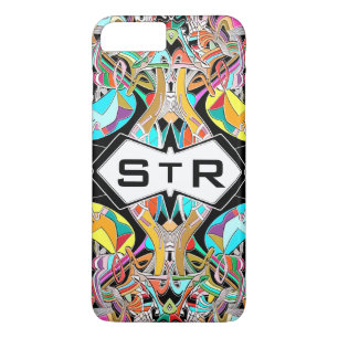 Coque iPhone 8 Plus/7 Plus Monogrammes Initials Abstraits Dessinés à la Main