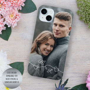Coque Case-Mate iPhone Monogrammes Personnalisés et Cœurs d'Amour
