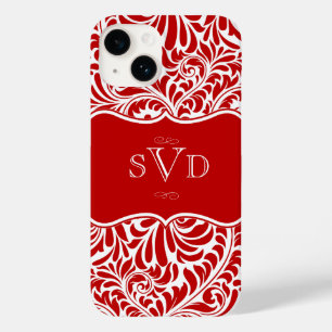 Coque Case-Mate iPhone Monogrammes Red Damask Design Coque-Mate personnal