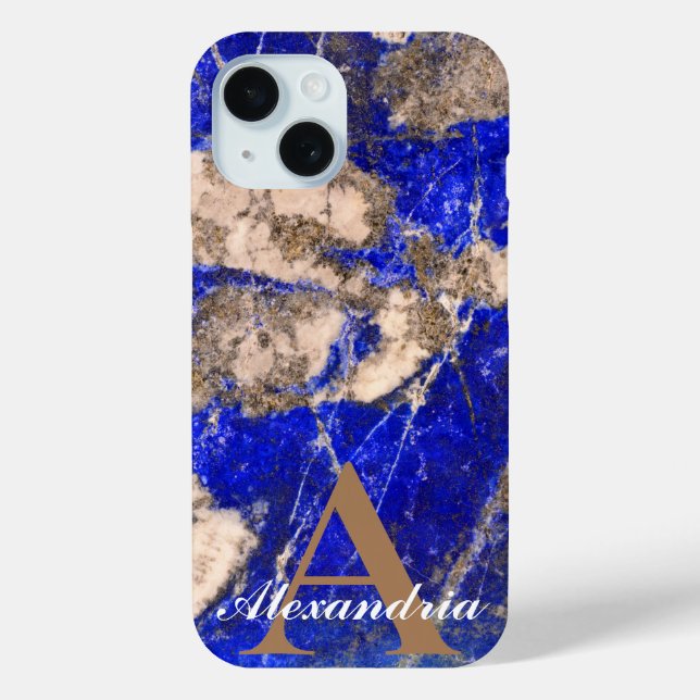 Coques Case-Mate iPhone Monographie Abstraite Lapis Lazuli Granite Bleu (Verso)