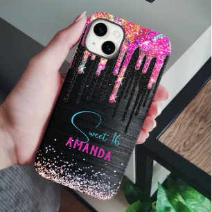 Coque Case-Mate iPhone Monographie d'anniversaire de parties scintillant 