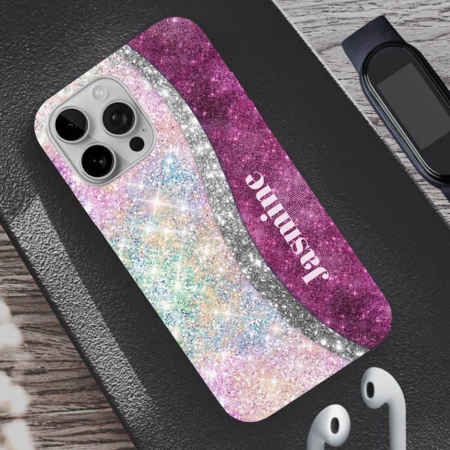 Coques Case-Mate iPhone Monographie de parties scintillant en argent rose  (Créateur téléchargé)