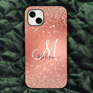 Coque Case-Mate iPhone Monographie de parties scintillant en or rose mou