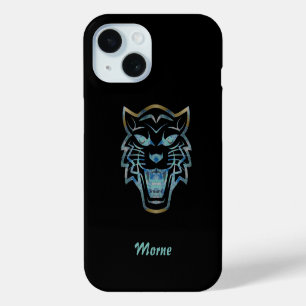 Coque Case-Mate iPhone Monographie de silhouette de tigre bleu dégradé