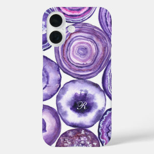 Coque Pour iPhone 16 Monographie du motif d'agrafes violettes