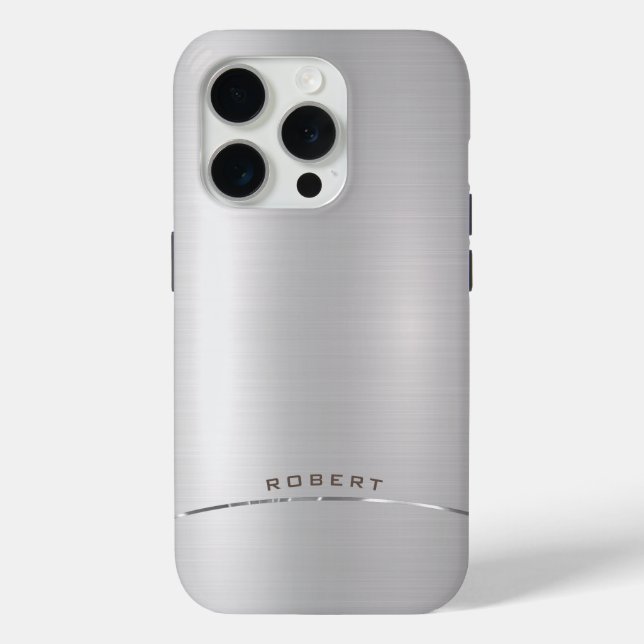 Coques Case-Mate iPhone Monographie miniature en argent métallique (Verso)