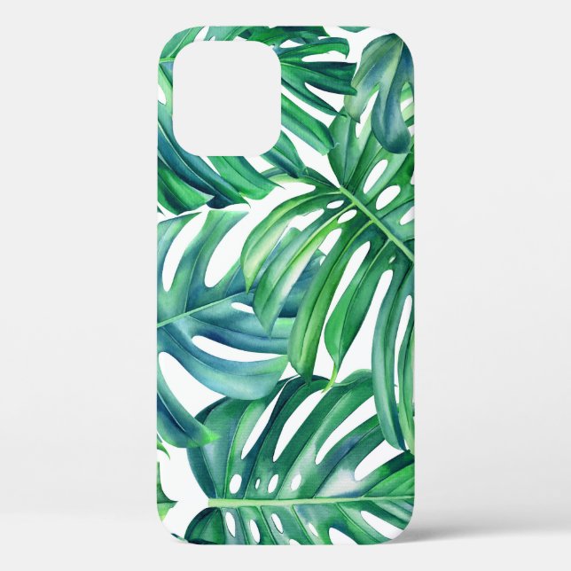 Coques Case-Mate iPhone Monstera Feuilles : Aquarelle Motif Jungle. (Verso)