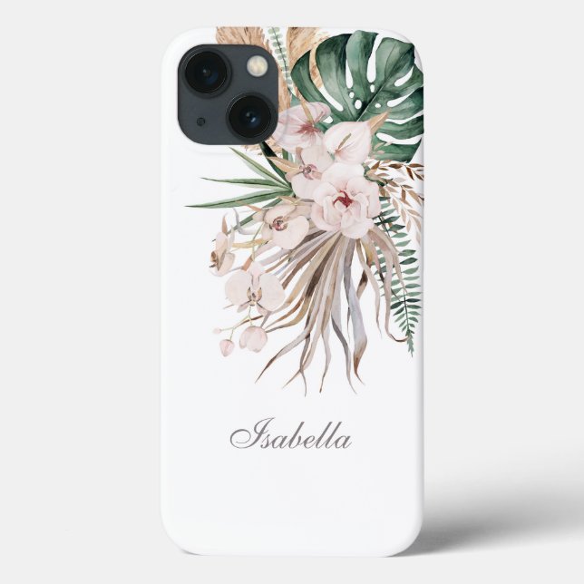 Coques Case-Mate iPhone Monstère tropicale et orchidée Nom personnalisé (Verso)