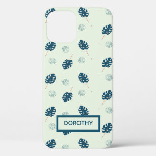 Case-Mate iPhone Case Monstère tropicale monogramme feuille sur bleu