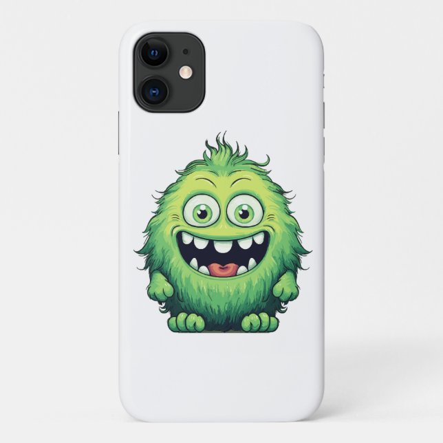 Coques Case-Mate iPhone Monstre de dessin animé vert mignon souriant (Dos)