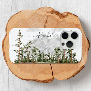 Coque Case-Mate iPhone Montagne et forêt aquarelle monogrammée