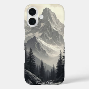 Coque Pour iPhone 16 Montagne Monochrome