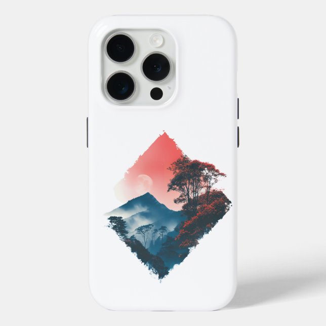Coques Case-Mate iPhone Montagne Mystique Lune Cramoisi Art Zen (Verso)