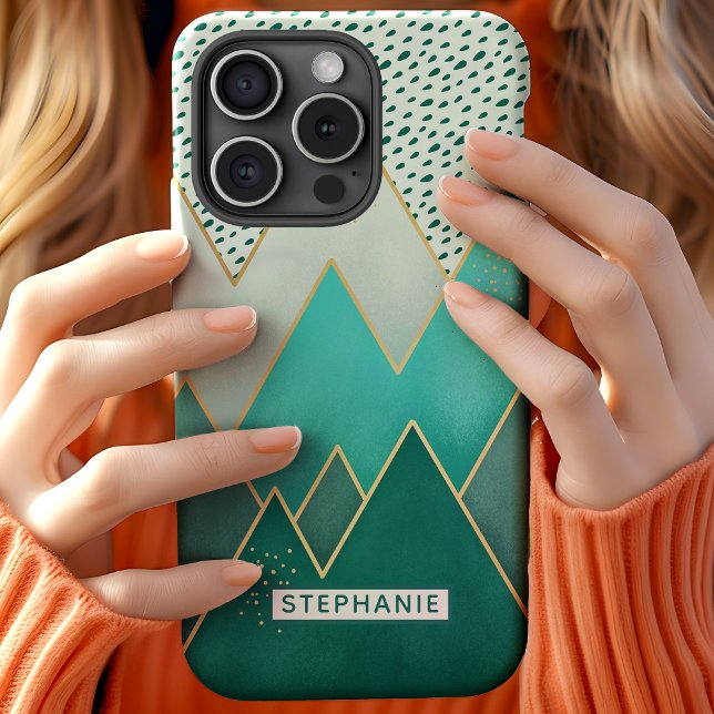Coques Case-Mate iPhone Montagnes vertes géométriques personnalisées (Créateur téléchargé)