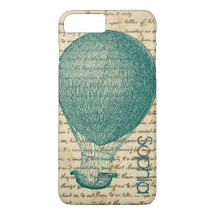 Coque iPhone 7 Plus Montgolfière Fun Vintage Écriture Manuscrite Ajout