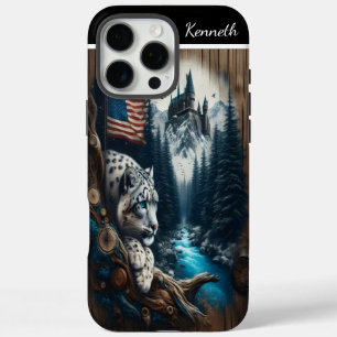 Coque iPhone 16 Pro Max Montres Léopard De Neige Au-Dessus Des Montagnes N