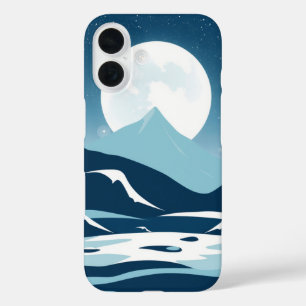 Coque Pour iPhone 16 Monts Lune : Un paysage nocturne serein