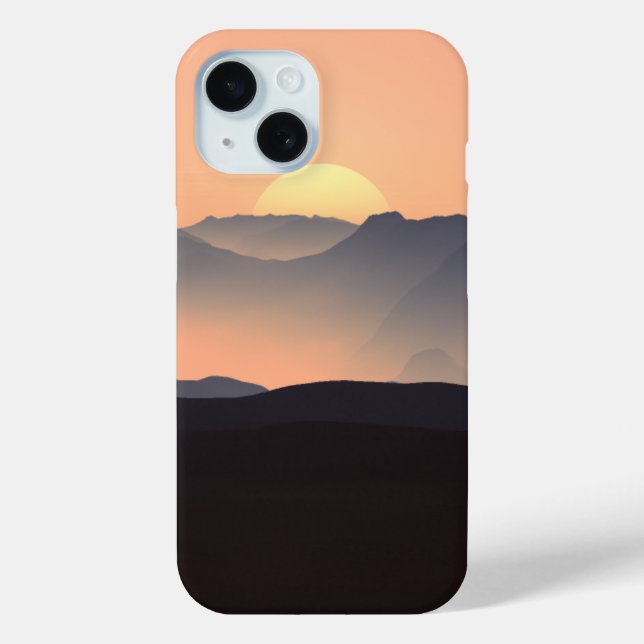 Coques Case-Mate iPhone Monts Misty au coucher du soleil (Verso)