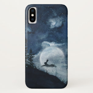 Case-Mate iPhone Case Moody bleu ciel pleine lune lièvre silhouette