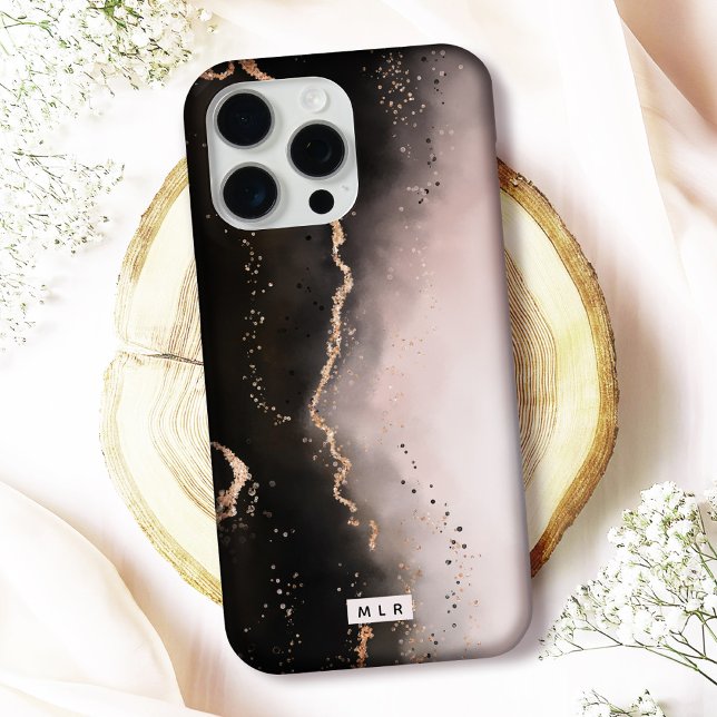 Coques Case-Mate iPhone Moody Dusty Rose Ombre Gradient Moderne Monogramme (Protect your phone in style with this elegant "Ethereal Mist" monogrammed iPhone case)