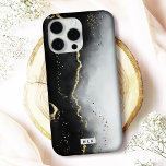Coque Case-Mate iPhone Moody moderne Ombre Agate noir et Monogramme perso<br><div class="desc">Protégez votre téléphone avec élégance grâce à cet élégant coque iphone "Ethereal Mist", au design captivant et aux accents métalliques imitant. Parfait pour les amateurs de luxe et d'art moderne, ce coque est disponible pour de nombreux modèles iPhone et Samsung, offrant à la fois des options Barely There et Tough...</div>