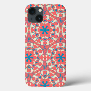 Etui iPhone 13 Mops motifs sur corail
