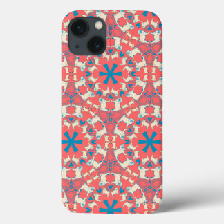 Etui iPhone 13 Mops Muster auster coral
