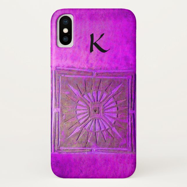 Coques Case-Mate iPhone MORNING STAR Pawnee Purple, Noir, Monogramme (Dos)