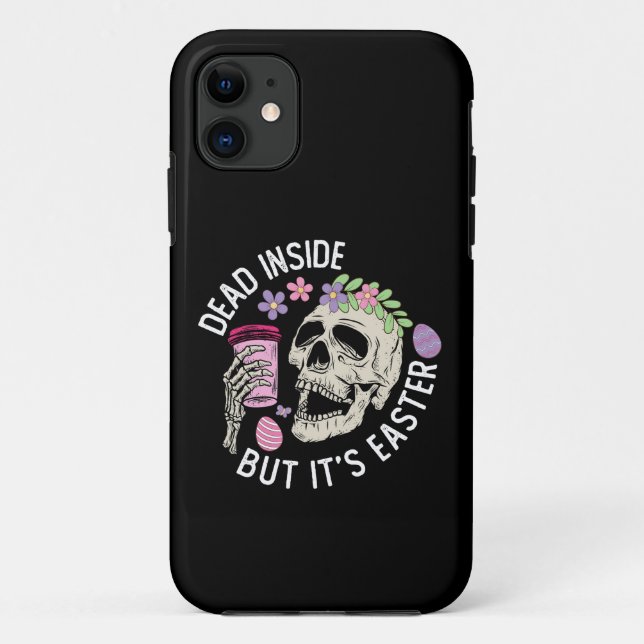 Coques Case-Mate iPhone Mort à l'intérieur mais c'est Pâques Crâne Café Œu (Dos)