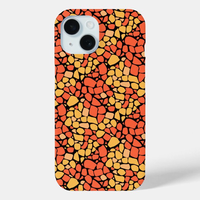 Coques Case-Mate iPhone Mosaic abstract pattern tile yellow orange black (Verso)