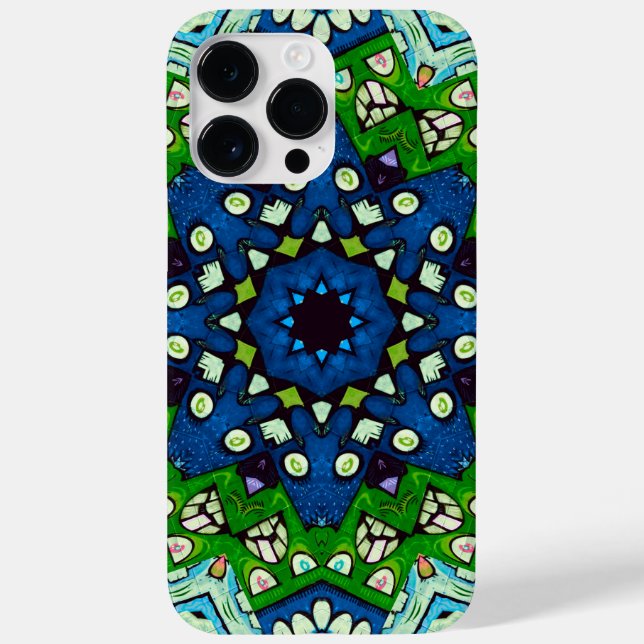 Coques Case-Mate iPhone Mosaic bleu vert Hippie Boho Mandala (Verso)