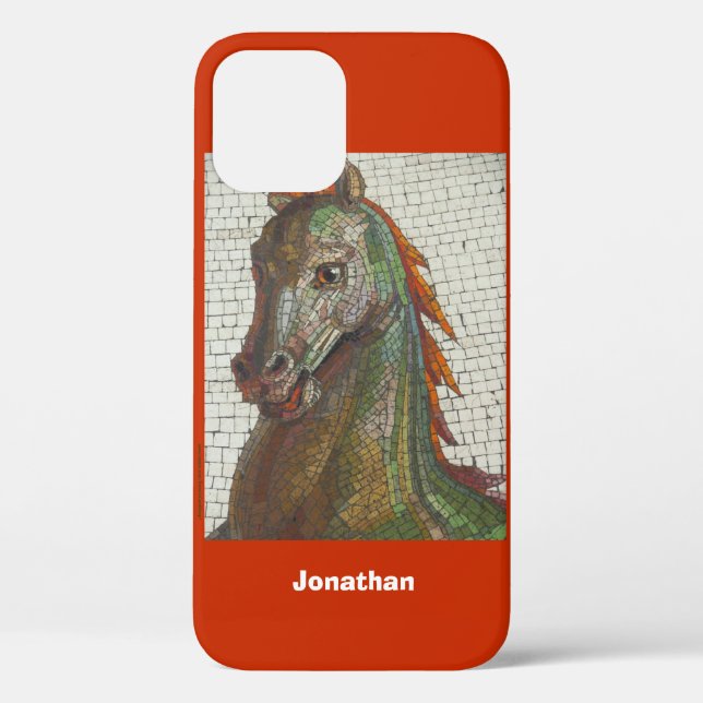 Coques Case-Mate iPhone Mosaic Horse, Orange, Nom, (Verso)