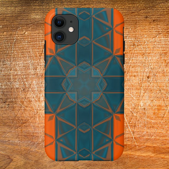 Coques Case-Mate iPhone Mosaic Kaleidoscope Carré orange et bleu (Créateur téléchargé)