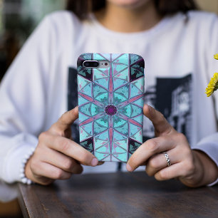 Case-Mate iPhone Case Mosaic Kaleidoscope Fleur Bleu et Rouge