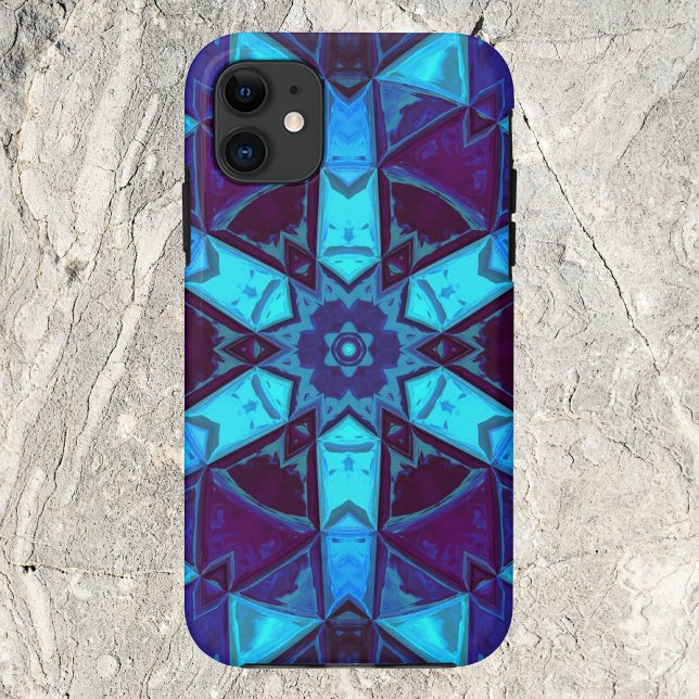 Coques Case-Mate iPhone Mosaic Kaleidoscope Fleur bleu et violet (Créateur téléchargé)