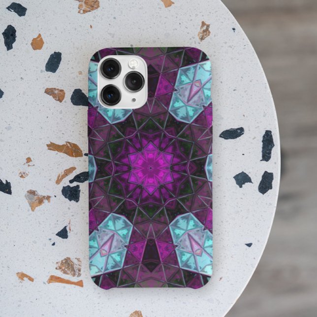 Coques Case-Mate iPhone Mosaic Kaleidoscope Fleur bleu et violet (Créateur téléchargé)