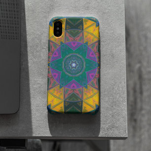 Case-Mate iPhone Case Mosaic Kaleidoscope Fleur Bleu Jaune et Rose
