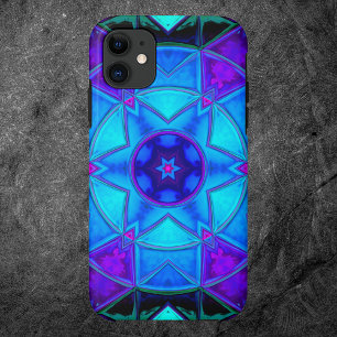 Case-Mate iPhone Case Mosaic Kaleidoscope Fleur Bleu pourpre et Turquois