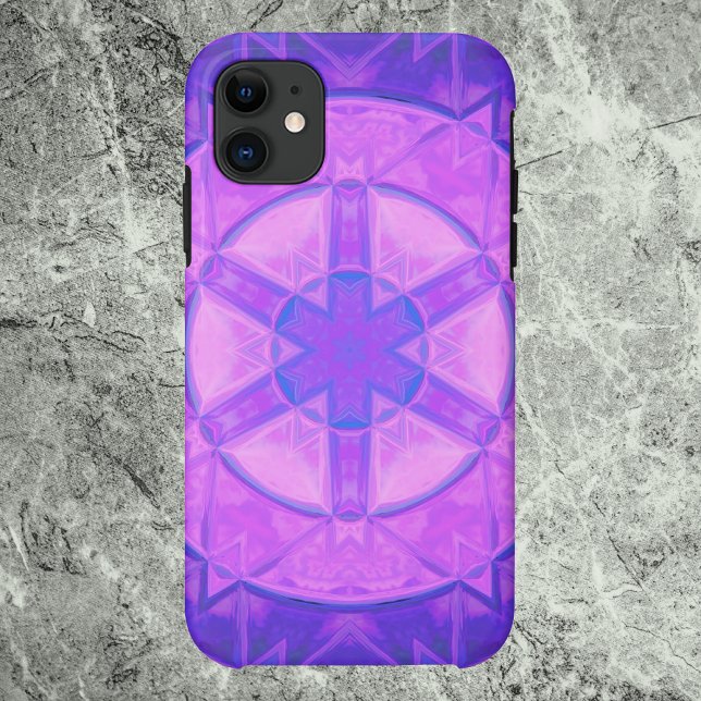 Coques Case-Mate iPhone Mosaic Kaleidoscope Fleur rose et bleu (Créateur téléchargé)