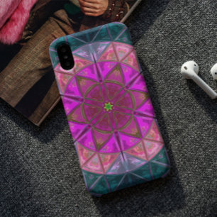 Case-Mate iPhone Case Mosaic Kaleidoscope Fleur rose et bleu