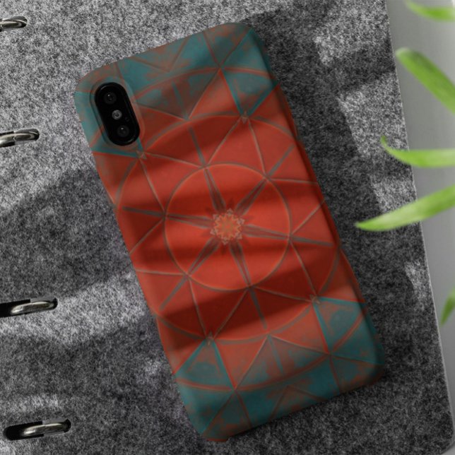 Coques Case-Mate iPhone Mosaic Kaleidoscope Fleur Rouge et Bleu (Créateur téléchargé)