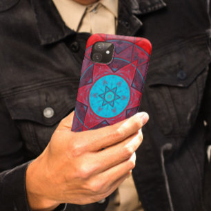 Case-Mate iPhone Case Mosaic Kaleidoscope Fleur Rouge et Bleu