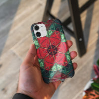Mosaic Kaleidoscope Fleur Rouge et Turquoise