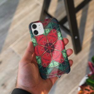 Case-Mate iPhone Case Mosaic Kaleidoscope Fleur Rouge et Turquoise