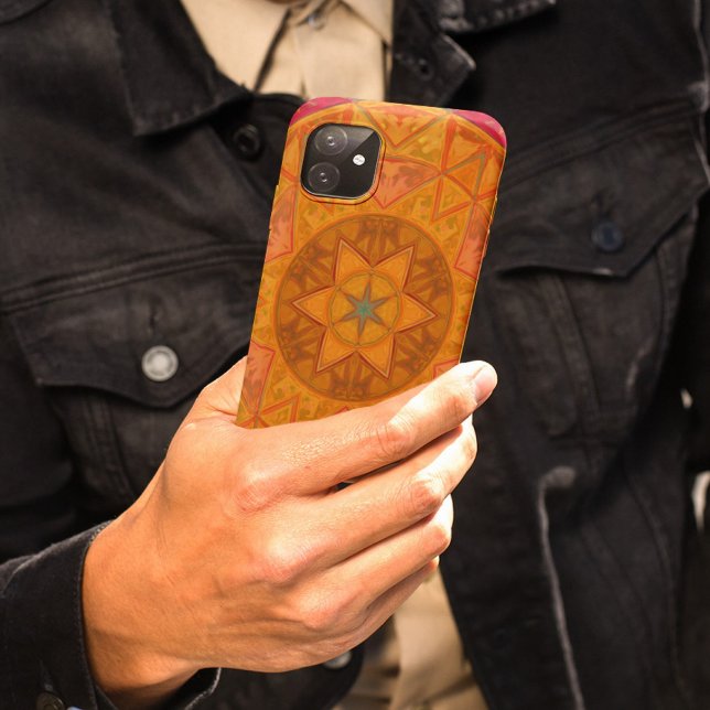Coques Case-Mate iPhone Mosaic Kaleidoscope Fleur Rouge Orange et Noir (Créateur téléchargé)