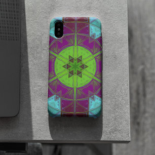 Case-Mate iPhone Case Mosaic Kaleidoscope Fleur vert pourpre et bleu