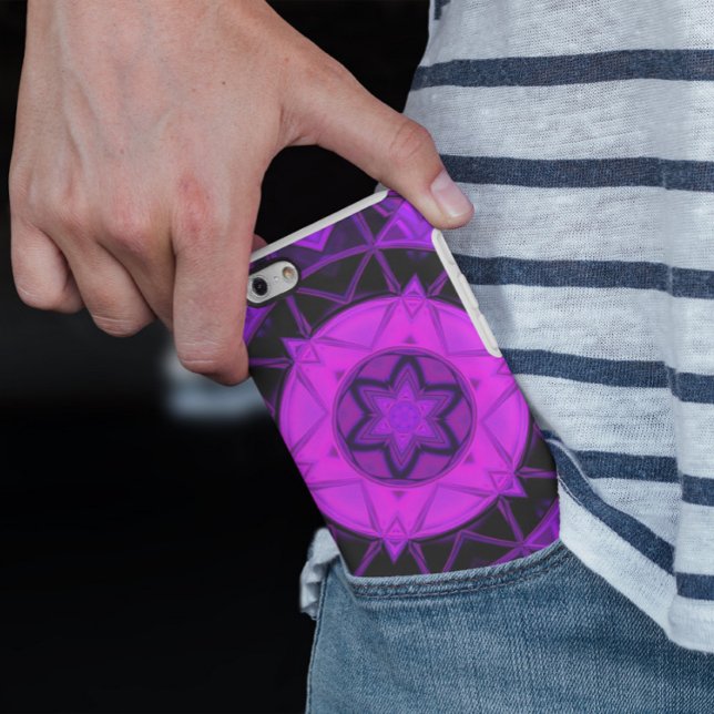Coques Case-Mate iPhone Mosaic Kaleidoscope Fleur violet et noir (Créateur téléchargé)
