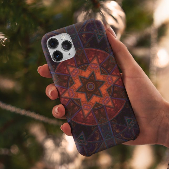 Coques Case-Mate iPhone Mosaic Kaleidoscope Fleur violet orange et bleu (Créateur téléchargé)