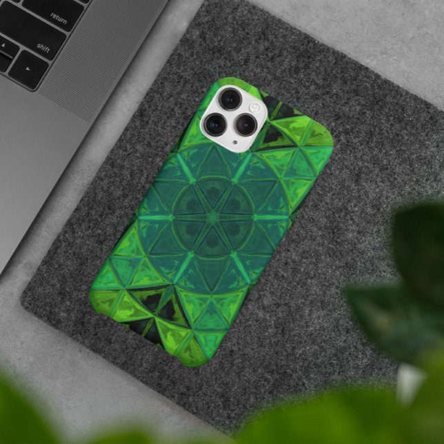 Coques Case-Mate iPhone Mosaic Kaleidoscope Vert Fleur (Créateur téléchargé)