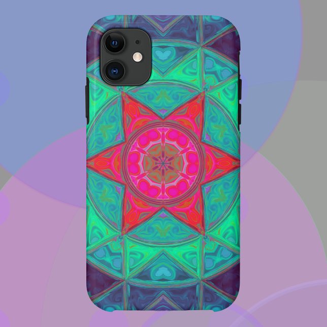 Coques Case-Mate iPhone Mosaic Mandala bleu vert et rouge (Créateur téléchargé)